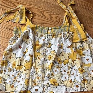 Floral Yellow and White Sleeveless Top